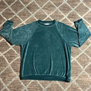 Aerie Crushed Velvet Sweatshirt, Teal, Size XS